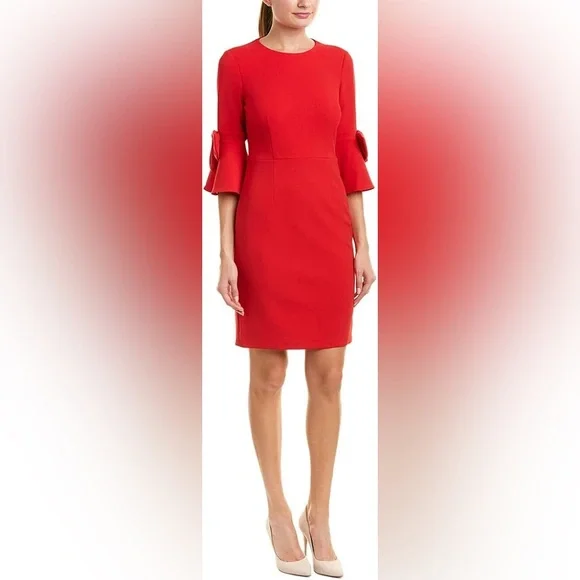 open lace back dress Donna Morgan Women's Dresses Short Sleeve Fit and Flare Scuba Crepe Dress  at Amazon Women's Clothing store main image 0